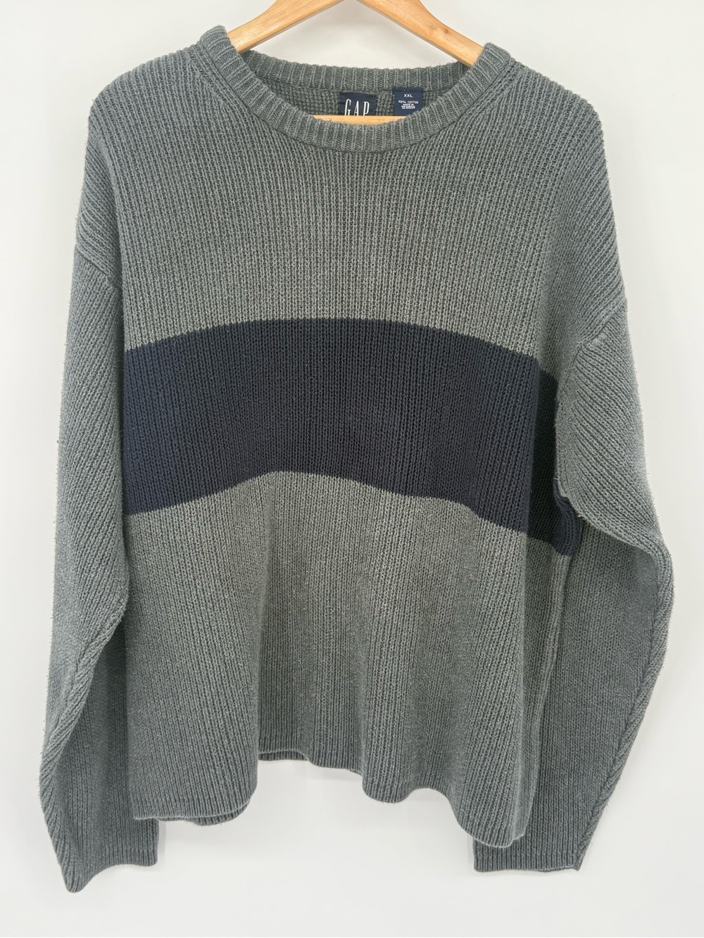 Vintage 90’s GAP Striped Knit Sweater XXL Heavy Chunky Knit & Thick 100% Cotton